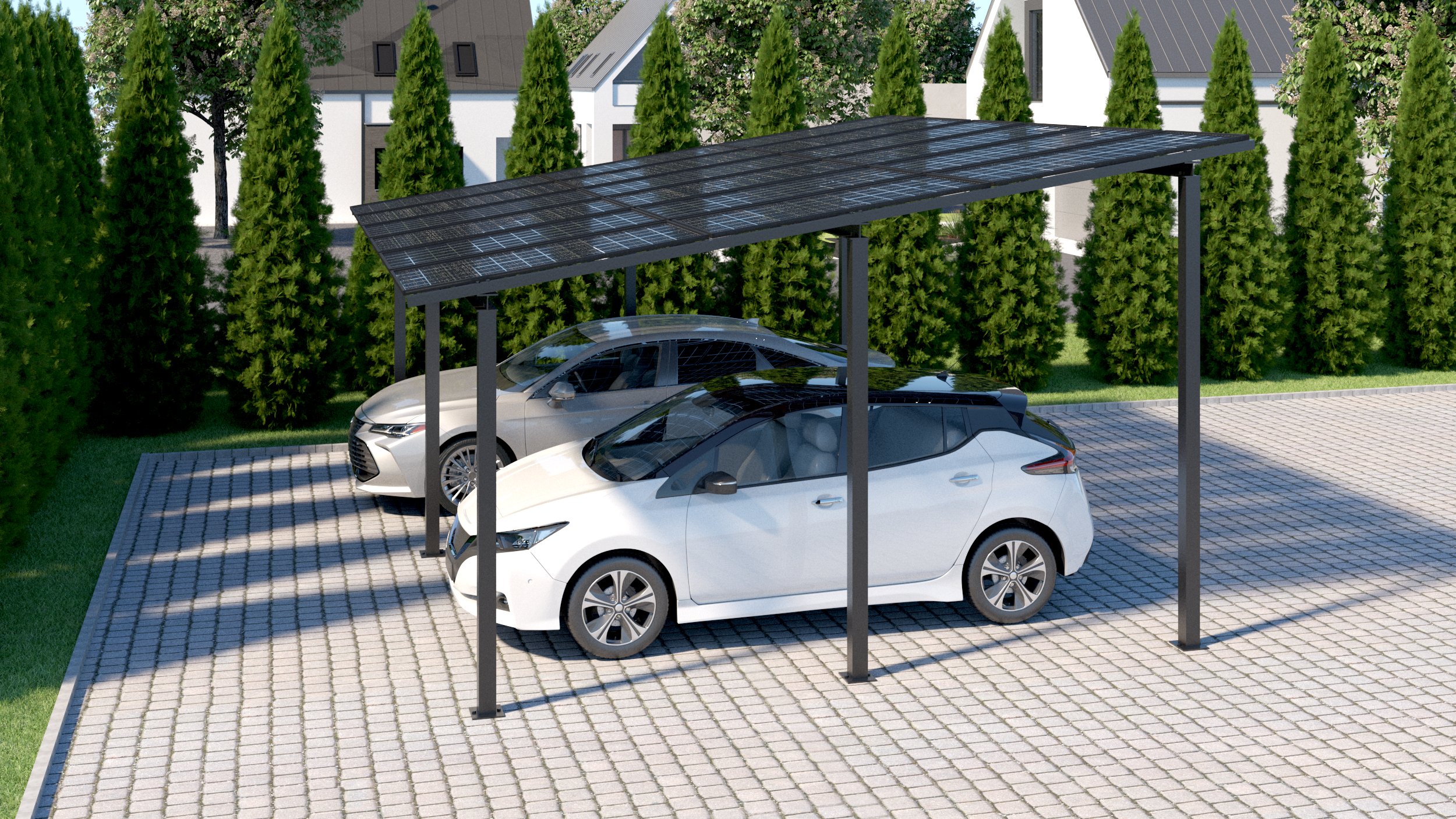 Carport Photovoltaik - virtuelle Raumgestaltung